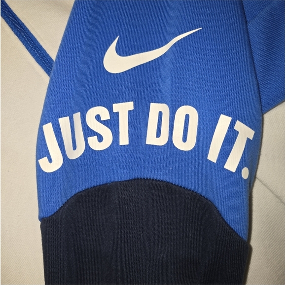 Nike Dri Fit Quarter Zip "Just Do It" Blue Color Block Sweater - Small - Picture 4 of 6